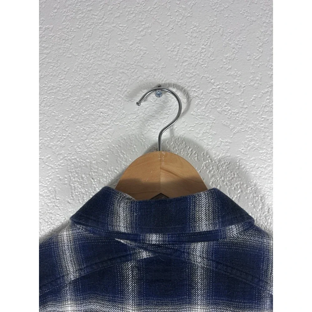 Banana Republic Men's Plaid Wool Blend Overshirt Jacket Blue Gray Size Large